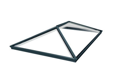 Brett Martin Roof Lantern 1500mm x 1000mm, 4-pane, Self-Clean Clear Glass, Grey External, White Internal Aluminium Frame