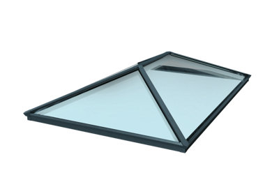 Brett Martin Roof Lantern 2000mm x 1500mm, 4-pane, Self-Clean Blue Solar Glass, Grey External, White Internal Aluminium Frame