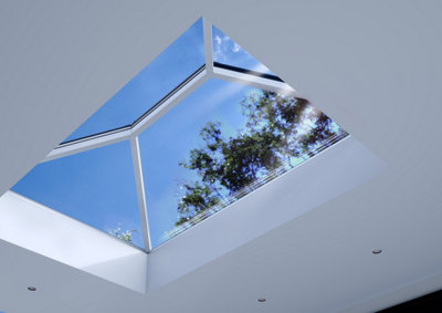 Brett Martin Roof Lantern 2500mm x 1500mm, 4-pane, Self-Clean Blue Solar Glass, Grey External, White Internal Aluminium Frame