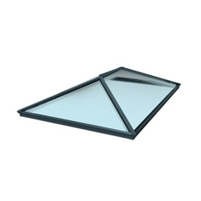 Brett Martin Roof Lantern 3000mm x 1000mm, 4-pane, Self-Clean Blue Solar Glass, Grey External, White Internal Aluminium Frame