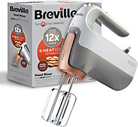 Breville VFM021 Hand Mixer with Storage Case - White & Rose Gold