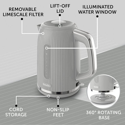 Breville VKT147X-electric water kettle, 1.7 L (8 cups), quick Boiling of  2.4 Kw, Mostra collection