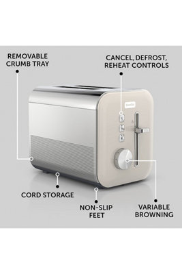 Breville VTT967 High Gloss Cream Stainless Steel 2-Slice Toaster