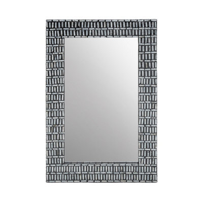 Bria Wall Mirror, Black, Natural, Glass, Wood