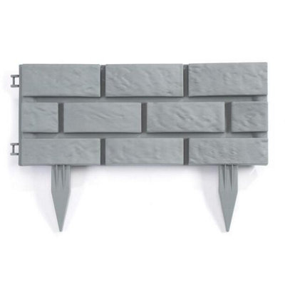 Brick Effect Garden Edging (Pack of 4) - Grey