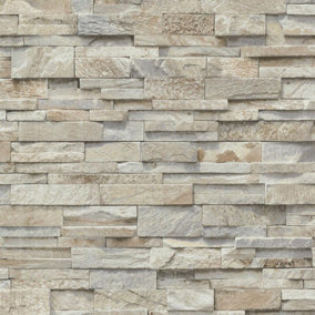Brick Effect Wallpaper Vinyl 3D Slate Stone Split Face Tile Paste The Wall P+S