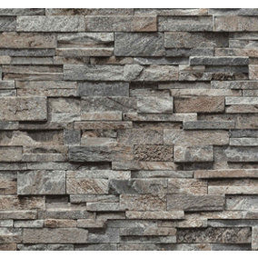 Brick Effect Wallpaper Vinyl 3D Slate Stone Split Face Tile Paste The Wall P+S