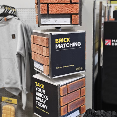 demonstration carousel stand of different brick types and publicisng TradePoint brick matching service