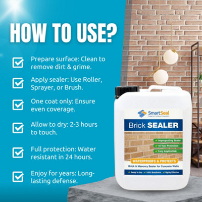 Brick Sealer and Waterproofer, (Smartseal), Water Proofer and Damp Proofer, Breathable, 10 Year Protection, 25L