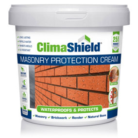Brick Waterproofer and Brick Damp Proofer, Masonry Cream, (ClimaShield), Brick Sealer, Breathable, Premium 25-Years Protection, 1L