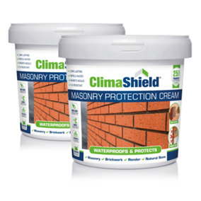 Brick Waterproofer and Brick Damp Proofer Masonry Cream, (ClimaShield), Brick Sealer, Breathable, Premium 25Years Protection, 2x5L