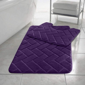 Bricks Bath Mat Set Non Slip Pedestal Set Extra Absorbent 100% Memory Foam Bathroom Toilet Mat Rug Se
