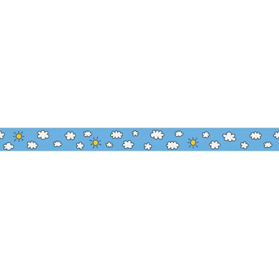 BRICOFLOR Blue White Cloud Sky Children's Wallpaper Border Free Match Patterned Adhesive on Wallpaper Border 5.00 x 0.05 m