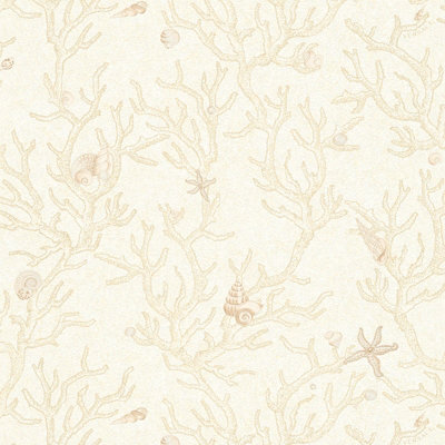 BRICOFLOR Cream Baroque Wallpaper Metallic Wallpaper for Hallway in Beige and Cream Metallic Non Woven Wallpaper 10.05 x 0.70 m