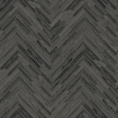 BRICOFLOR Dark Brown Greek Key Herringbone Effect Wallpaper Baroque Non-Woven Vinyl Wallpaper Straight Match 64cm 10.05 x 0.70 m