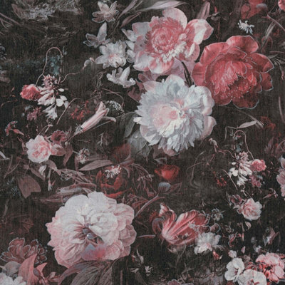 BRICOFLOR Floral wallpaper green white Rose wallpaper with tweed effect Linen look wallpaper 10,05 x 0,53 m