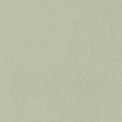 BRICOFLOR Green beige linen wallpaper Easy to stick Washable Removeable Fabric look wall coverings 10.05 x 0.53 m