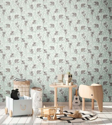 BRICOFLOR Non-woven wallpaper, animal wallpaper in blue, green, pastell - 10,05 x 0,53 m