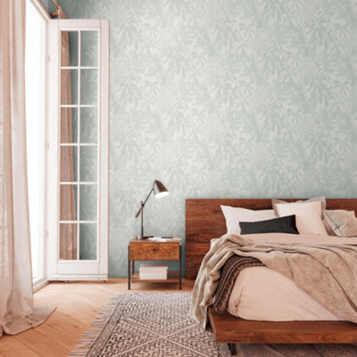 BRICOFLOR Non-woven wallpaper, art déco wallpaper in green - 10,05 x 0,53 m