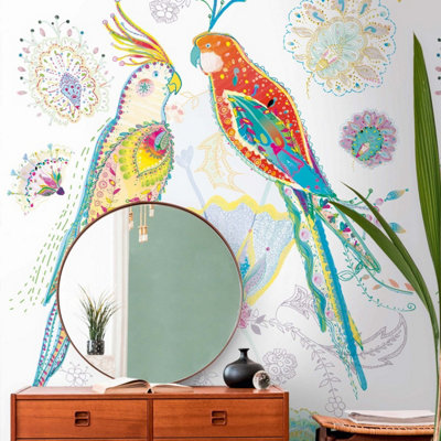 BRICOFLOR Non-woven wallpaper, bird wallpaper multicoloured - 1,5 x 2,8 m