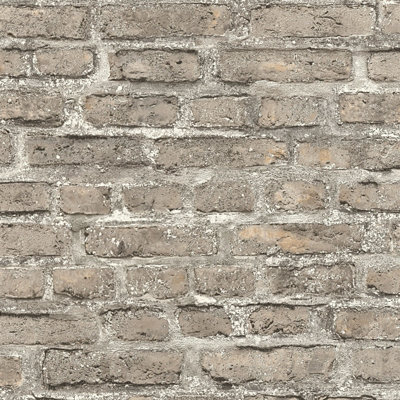 BRICOFLOR Non-woven wallpaper, brick & stone wallpaper in brown, multicoloured, grey - 10,05 x 0,53 m