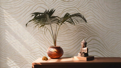 BRICOFLOR Non-woven wallpaper, chinoiserie wallpaper in beige, gold, grey - 10,05 x 0,53 m