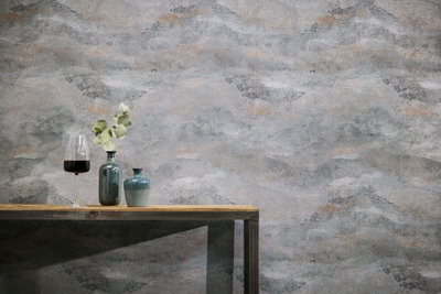 BRICOFLOR Non-woven wallpaper, chinoiserie wallpaper, marble, modern in bronze, grey - 10,05 x 0,53 m