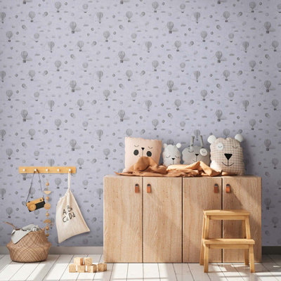 BRICOFLOR Non-woven wallpaper, cloud wallpaper in grey - 10,05 x 0,53 m