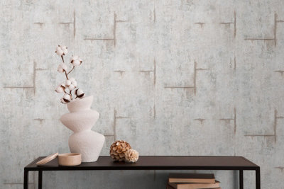 BRICOFLOR Non-woven wallpaper, concrete wallpaper in grey - 10,05 x 0,53 m