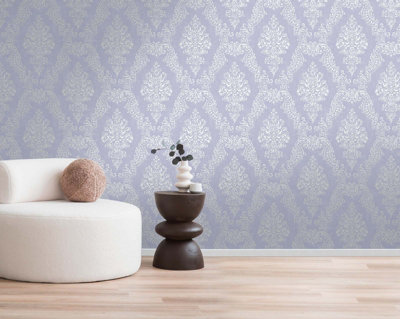 BRICOFLOR Non-woven wallpaper, damask wallpaper in violet - 10,05 x 0,53 m