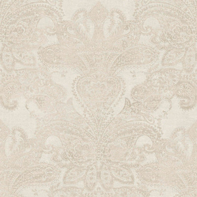 BRICOFLOR Non-woven wallpaper, damask wallpaper in white - 10,05 x 0,53 m
