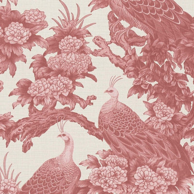 BRICOFLOR Non-woven wallpaper, floral wallpaper, chinoiserie, country, luxury in beige, cream, red, white - 10,05 x 0,53 m