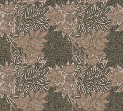 BRICOFLOR Non-woven wallpaper, floral wallpaper in brown - 10,05 x 0,53 m