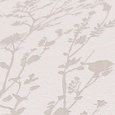 BRICOFLOR Non-woven wallpaper, floral wallpaper in grey, pink - 10,05 x 0,53 m