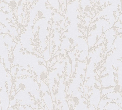 BRICOFLOR Non-woven wallpaper, floral wallpaper in grey, white - 10,05 x 0,53 m