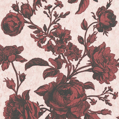 BRICOFLOR Non-woven wallpaper, floral wallpaper in red - 10,05 x 0,53 m