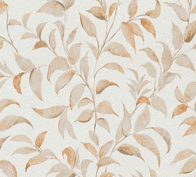 BRICOFLOR Non-woven wallpaper, floral wallpaper in white - 10,05 x 0,53 m