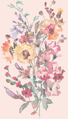 BRICOFLOR Non-woven wallpaper, floral wallpaper multicoloured, pink - 8,80 x 0,53 m