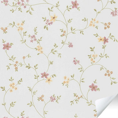 BRICOFLOR Non-woven wallpaper, floral wallpaper, vintage in beige, cream, green, rose - 8,40 x 0,53 m