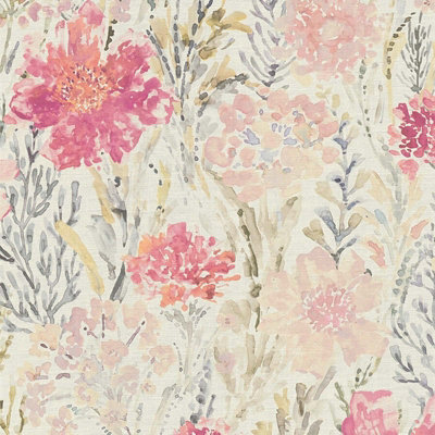 BRICOFLOR Non-woven wallpaper, floral wallpaper, vintage in white - 10,05 x 0,53 m