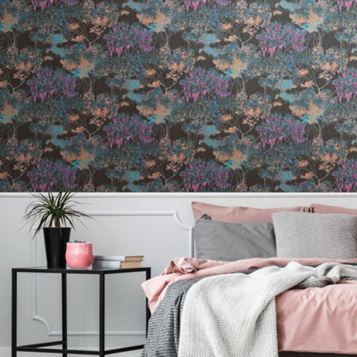 BRICOFLOR Non-woven wallpaper, forest & tree wallpaper multicoloured - 10,05 x 0,53 m