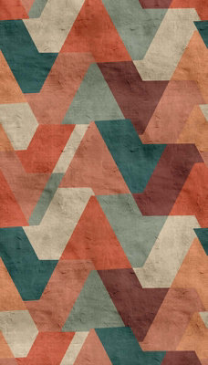 BRICOFLOR Non-woven wallpaper, funky wallpaper, geometric in green, orange - 1,59 x 2,8 m