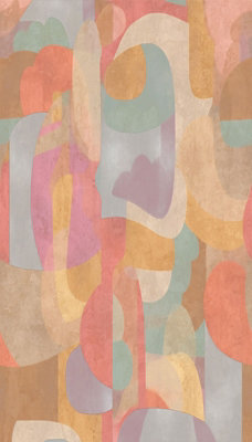 BRICOFLOR Non-woven wallpaper, funky wallpaper, retro, geometric multicoloured - 8,80 x 0,53 m