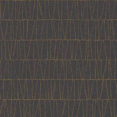 BRICOFLOR Non-woven wallpaper, geometric wallpaper in gold, black, anthracite - 10,05 x 0,53 m