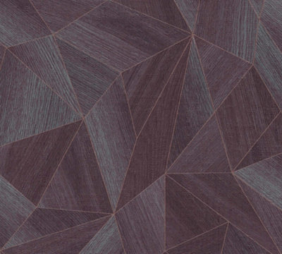 BRICOFLOR Non-woven wallpaper, geometric wallpaper, wood effect in bronze, violet - 10,05 x 0,53 m