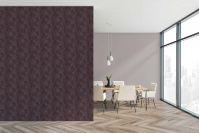BRICOFLOR Non-woven wallpaper, geometric wallpaper, wood effect in bronze, violet - 10,05 x 0,53 m