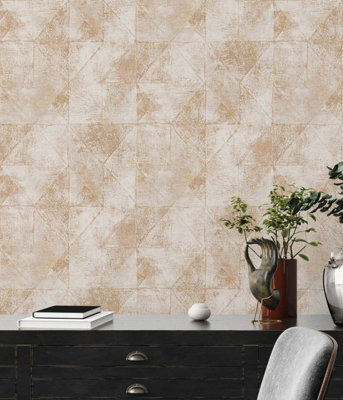 BRICOFLOR Non-woven wallpaper in gold - 10,05 x 0,53 m