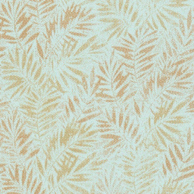 BRICOFLOR Non-woven wallpaper, leaf & palm wallpaper in turquoise - 10,05 x 0,53 m
