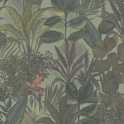 BRICOFLOR Non-woven wallpaper, leaf & palm wallpaper, jungle & tropical in green - 10,05 x 0,53 m