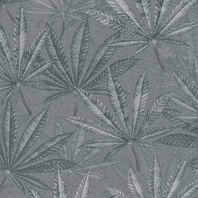 BRICOFLOR Non-woven wallpaper, leaf & palm wallpaper, luxury in grey - 10,05 x 0,53 m